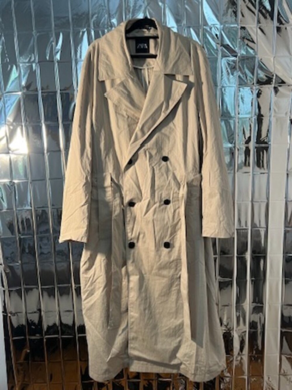 Zara Men's Beige Cream Technical Trench Coat Size Small - Medium